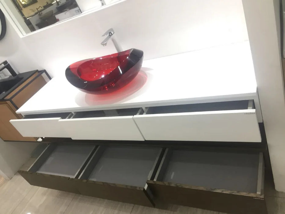 1800X500X550mm Wall Mounted Double layers Bathroom Vanity Push-Push  6 Drawers Bathroom Cabinet Come With Sink Mirror WD9999