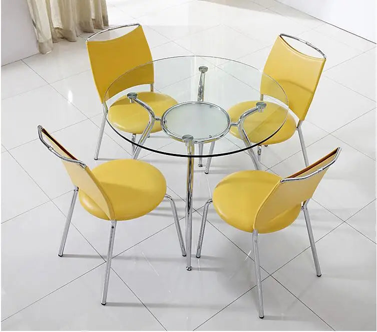 Toughened glass talks about table and chair. Training round table for visitors