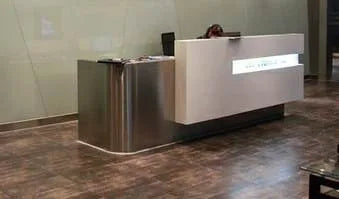hotel curved marble reception desk counterQT3000 (table top is panel +cabinets ) QT3000