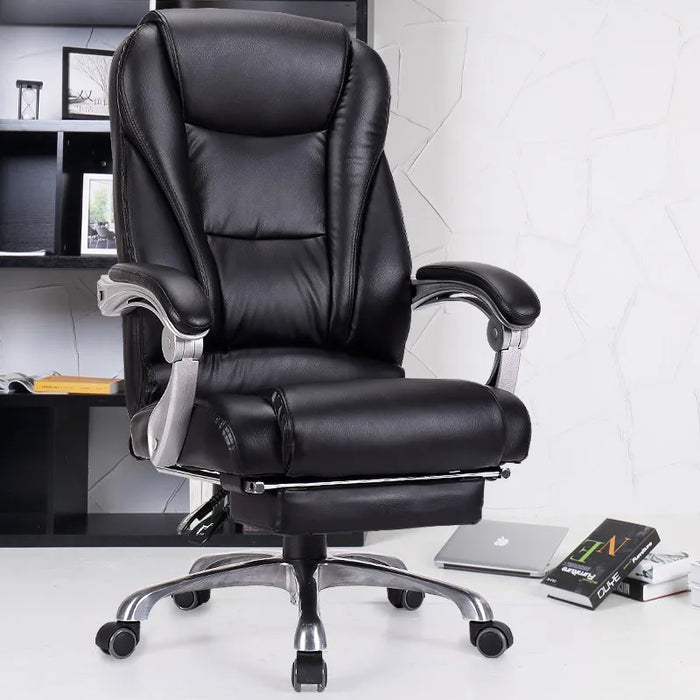 Luxurious Leather Boss Chair Home Office Computer Chair Reclining Swivel PU Armchair Silla Lifting Cowhide Executive Chair Seat