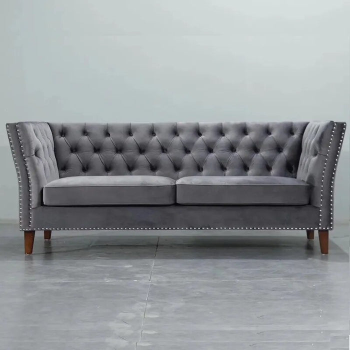 U-BEST High quality three seats leisure fabric sofas european style interior sofa hotel 3 seats velvet Chesterfield sofa sets