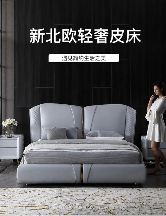 Real Genuine cow leather bed Soft Beds Bedroom camas lit muebles de dormitorio yatak mobilya quarto unique designer furniture