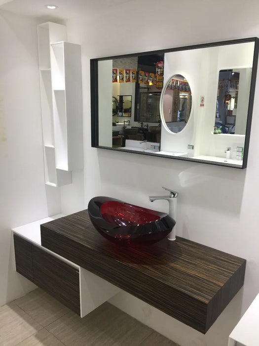 1200mm Wall Mounted Solid Surface Stone Countertop Sink Soild Wooden Bathroom Vanity Cloakroom Cabinet Oka furniture 2225F-0