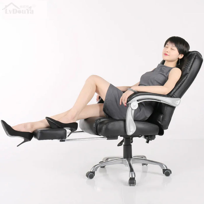Luxurious Leather Boss Chair Home Office Computer Chair Reclining Swivel PU Armchair Silla Lifting Cowhide Executive Chair Seat