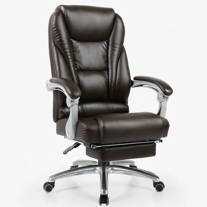 Luxurious Leather Boss Chair Home Office Computer Chair Reclining Swivel PU Armchair Silla Lifting Cowhide Executive Chair Seat