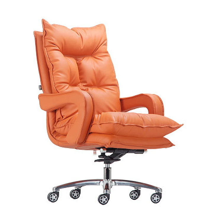 Thicken Double Layer Office Boss Chair Lifted Rotated Household Reclining Computer Chair Simple Style PU Leisure Swivel Chair