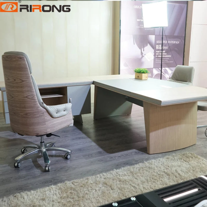 Luxury Design Simple Modern Personal Office Furniture Leather Wood Work CEO Office Furniture Manage Executive Table Desk