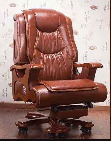 Office chair swivel chair. Real wood boss chair. Lift massage can lie in the computer chair.03