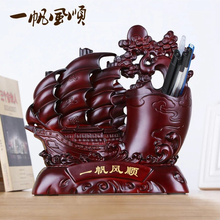 Environmental protection resin Pen Holders Chinese Style Classical art Pencil Container Education Office Decoration Gift