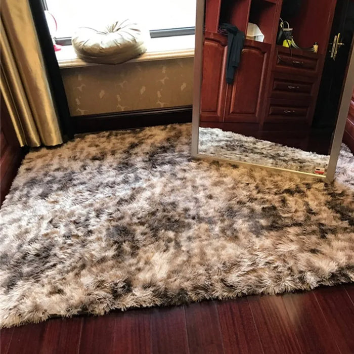 Luxury Rectangle Square Soft Warm Plush Floor Rugs Fluffy Area Rug Gradient Carpet Shaggy Long Hair Solid Mat for Home Decor