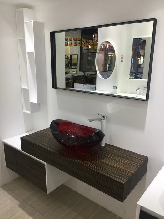 1200mm Wall Mounted Solid Surface Stone Countertop Sink Soild Wooden Bathroom Vanity Cloakroom Cabinet Oka furniture 2225F-0