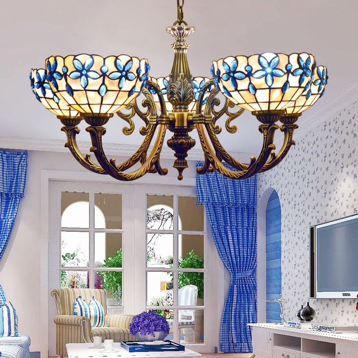 BOCHSBC Suspension Lights Chandeliler Lamps Fixtures for Dinning Room Living Room Bedroom European Lilac Shells Light Lampara