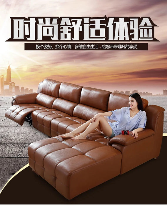 Living Room Sofa set real genuine leather sofas salon couch electric recliner L sofa cama speaker air cleaner puff asiento mueb