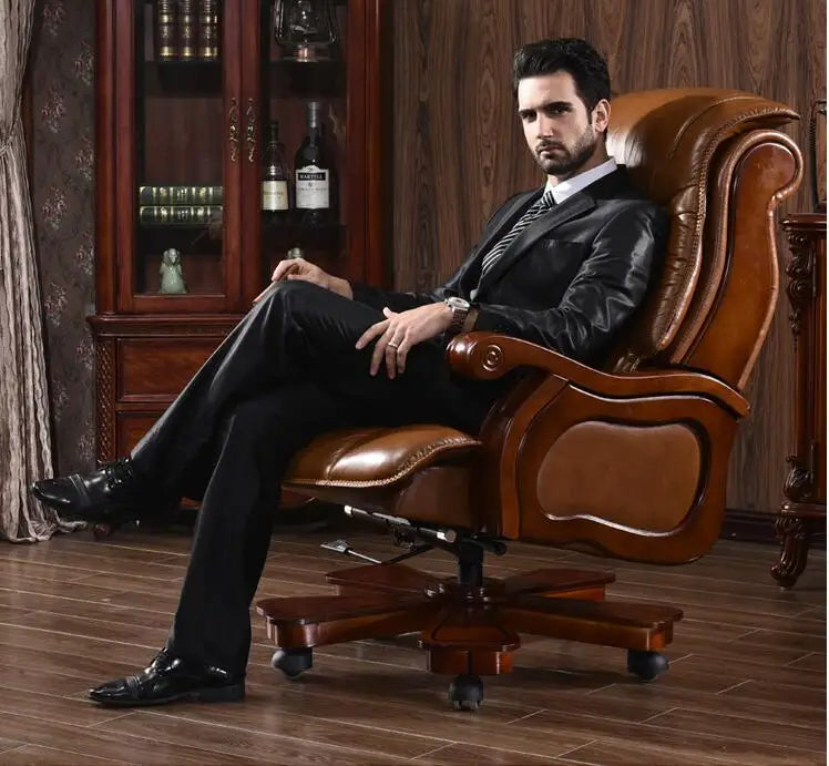 Boss chair. Leather chair. Massage computer chair. Real wood study chair.6