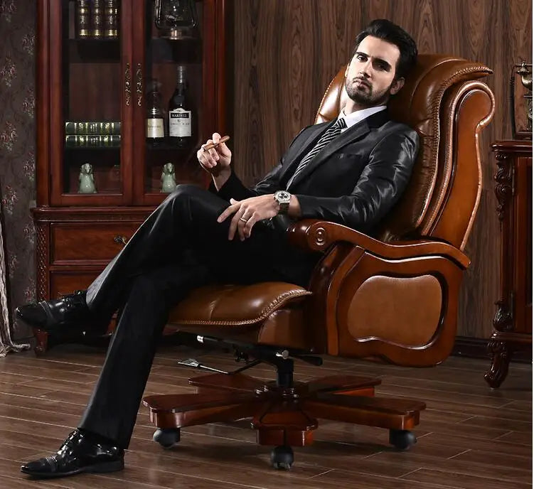Boss chair. Leather chair. Massage computer chair. Real wood study chair.6