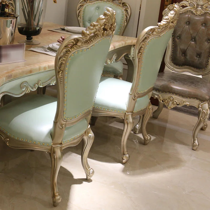 European style marble dining table 1.6 / 1.8 meters solid wood rectangular dining table 6 people dining table classical American