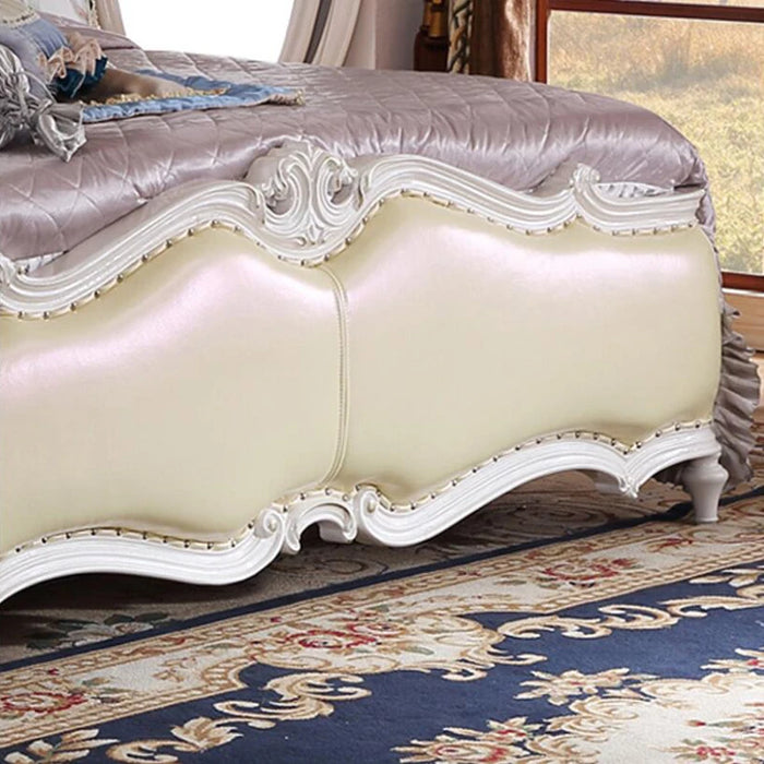 modern european solid wood bed 2 people Fashion Carved  leather  french bedroom furniture xhc007