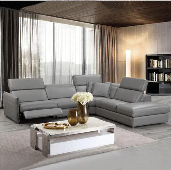 Living Room Sofa set 3 seater real genuine leather sofas Power Electric recliner salon couch puff asiento muebles de sala cama
