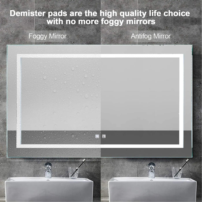 LED Bathroom Vanity Mirror 40 x 24 inch Anti Fog  Night Light Dimmable Touch Button Superslim 90+ CRI  Waterproof IP44