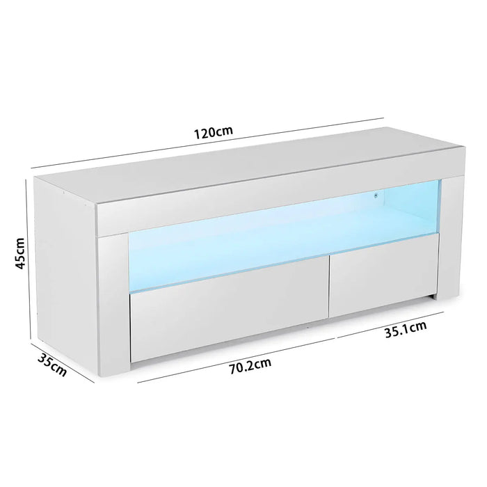 120X35X45cm RGB LED TV Stand Cabinet Living Room Furniture with 2Drawer Cabinet Storage Modern TV Furniture Home Decoration