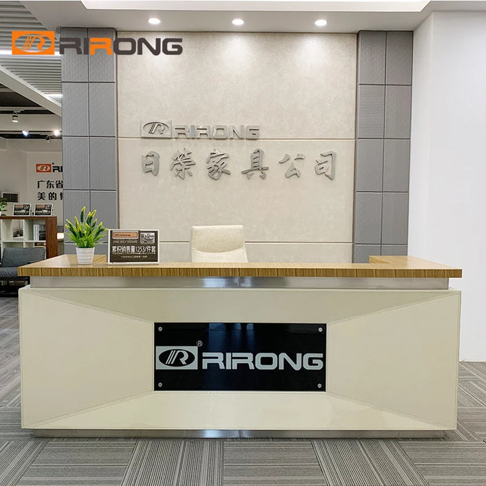 200cm Modern Square I Shape Small Wooden Steel Custom Office Salon Reception Counter Table Desk