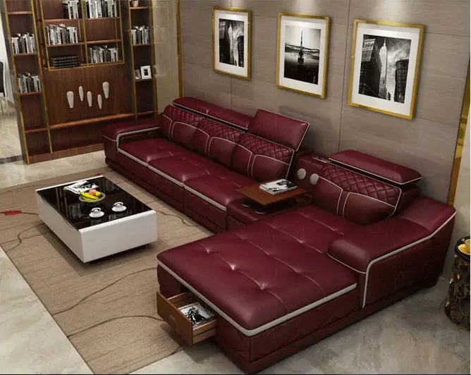 Living Room Sofa set furniture real genuine leather sofas recliner salon couch puff asiento muebles de sala canape L sofa cama