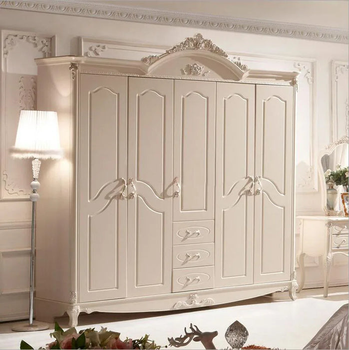 Five door wardrobe modern  European whole wardrobe French bedroom  furniture wardrobe p10067