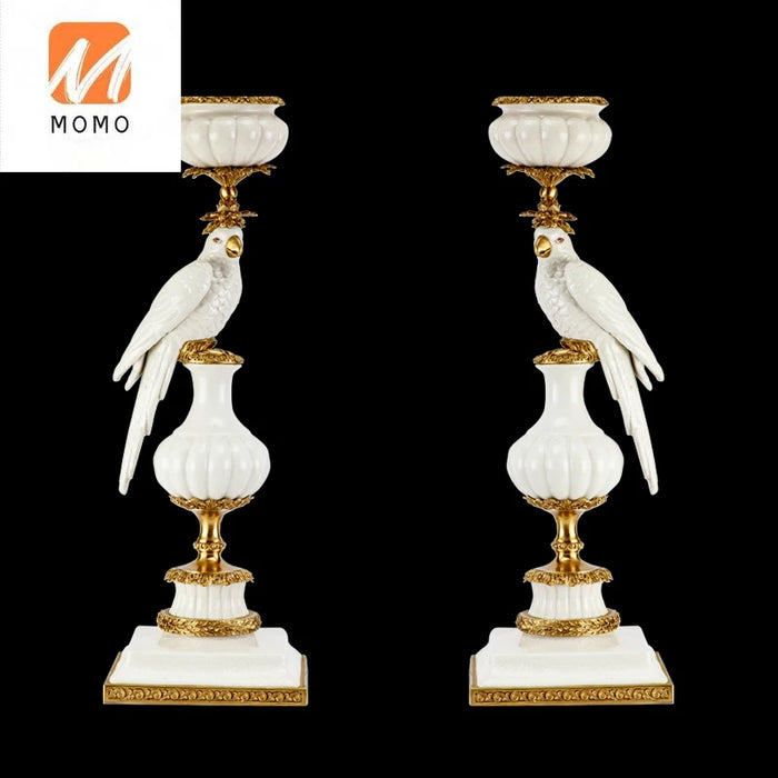 China manufacturer custom design antique candle holders interior decorations birds candlestick home decor living room
