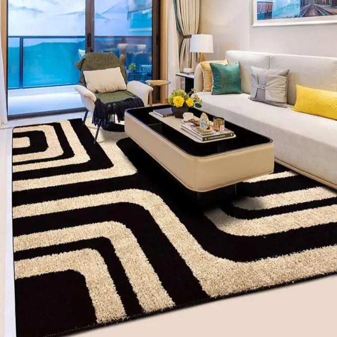 Nordic Zebra Striped Thick Carpets For Living Room Home Carpet Bedroom Bedside Coffee Table Rug Floor Mat Study Dining Room Rugs