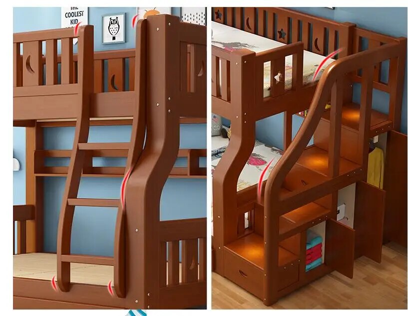 Solid wood wardrobe bunk bed double bunk bed multi-purpose adult size mother bed children bunk bed