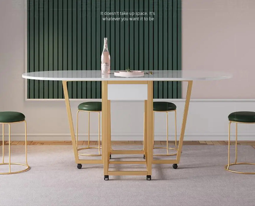 Folding table household small family dining table round movable telescopic multifunctional table