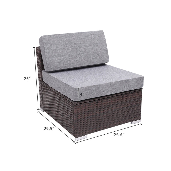 US Warehouse 4 Pieces Patio PE Wicker Rattan Sofa Set Patio Furniture Set In Stock