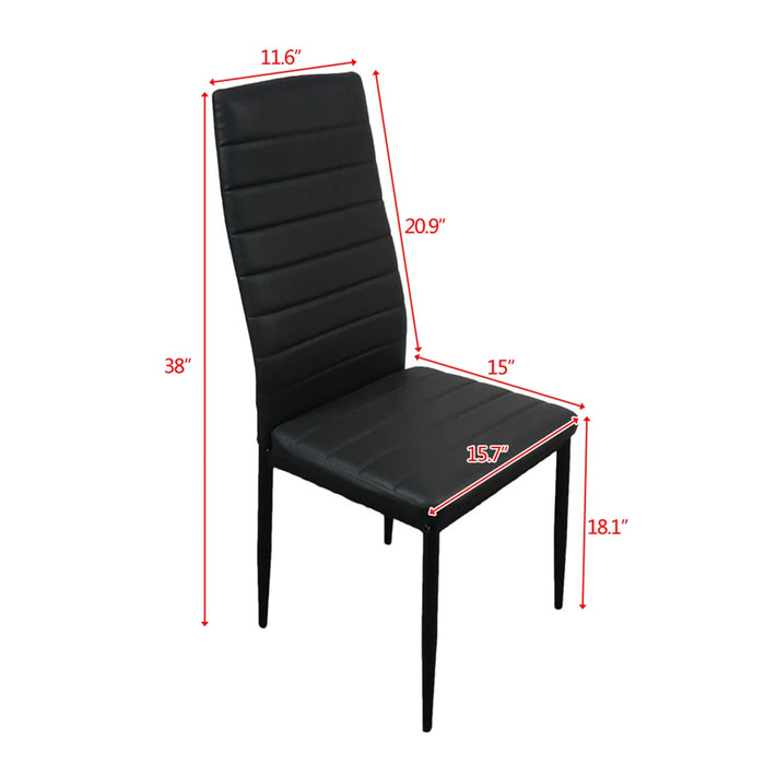 5Pcs Simple Dining Table Chair Set Include 1 Tempered Glass Table(120x70x75CM) + 4 High Backrest Chairs Black[US-Stock]