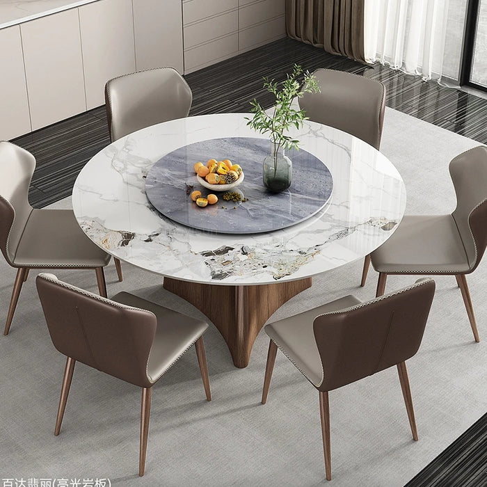 New Modern Dining Room Furniture Light Luxury Combination Of Dining Table And Chairs Minimalist Large Apartment Rotary Tables