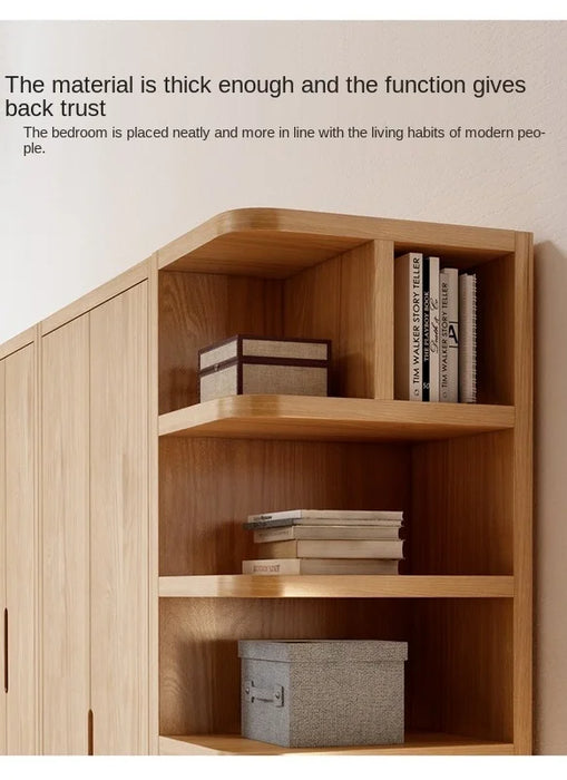 Oak modern minimalist wardrobe flat open locker bedroom coatcase log storage assembly