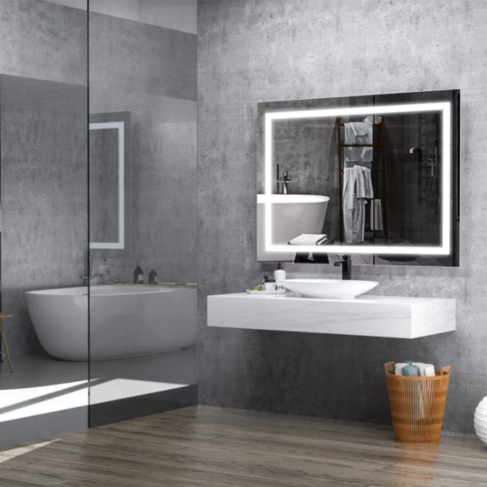 24 X 36 Inch Led Mirror Bathroom Wall Mounted 3 Brightness X3 Colors Anti-Fog Waterproof Back Mackup