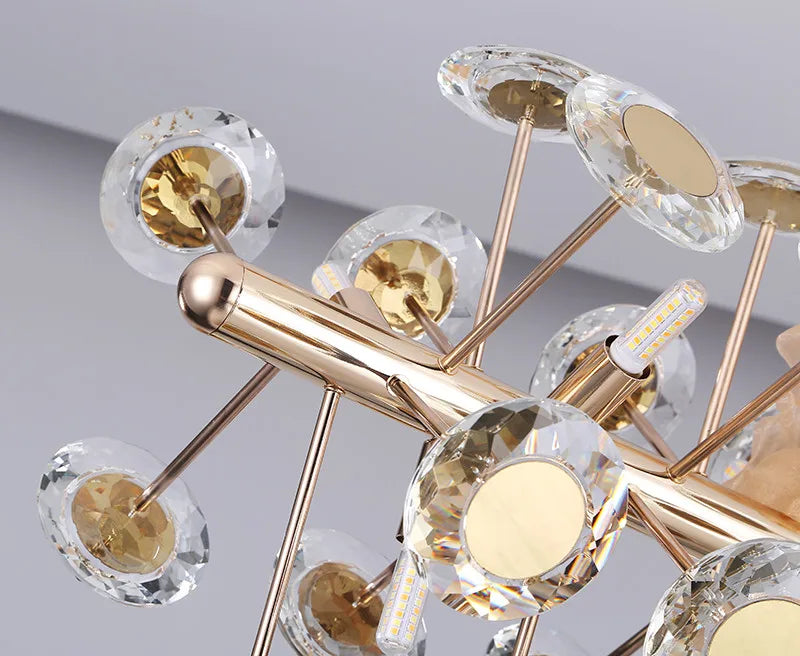 New LED Gold K9 Crystal Modern Led Chandelier Living Room Bedroom Luxury Interior Lighting