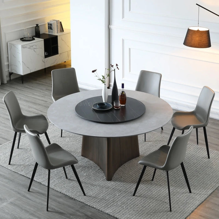 New Modern Dining Room Furniture Light Luxury Combination Of Dining Table And Chairs Minimalist Large Apartment Rotary Tables
