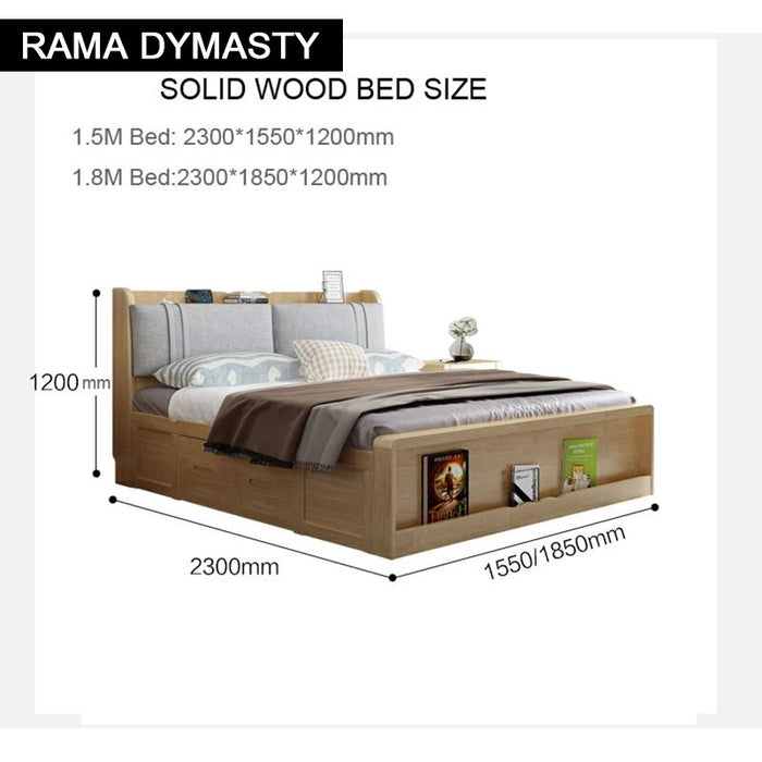Solid wood bed double bed large bed European solid wood master bedroom 1.8 m wedding bed with storage