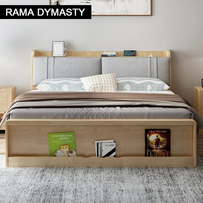 Solid wood bed double bed large bed European solid wood master bedroom 1.8 m wedding bed with storage