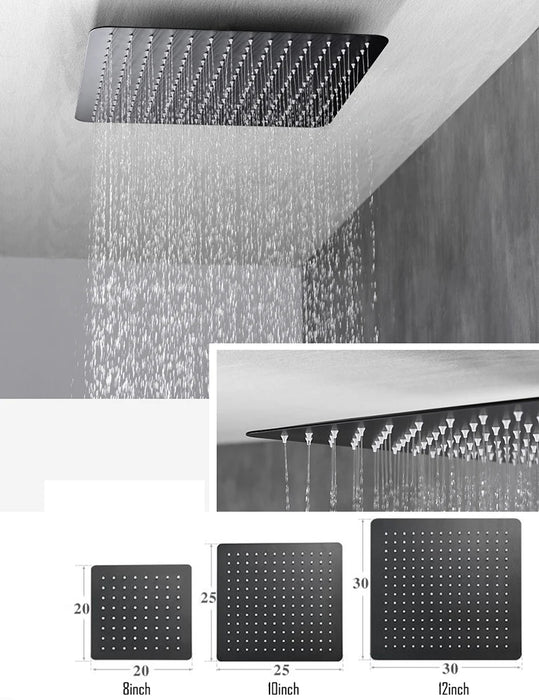 Luxury Rain Bath Combination  Shower Mixer Wall Mounted 8" 10 " 12"  Stainless Steel  Rainfall Shower Head Chrome Polished