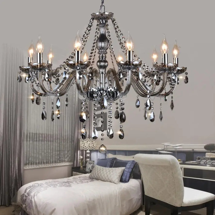 Modern Luxury Crystal LED Chandelier Lighting European Style Light Fixtures Crystal Pendant Hanging Lamps Living Room Lustre