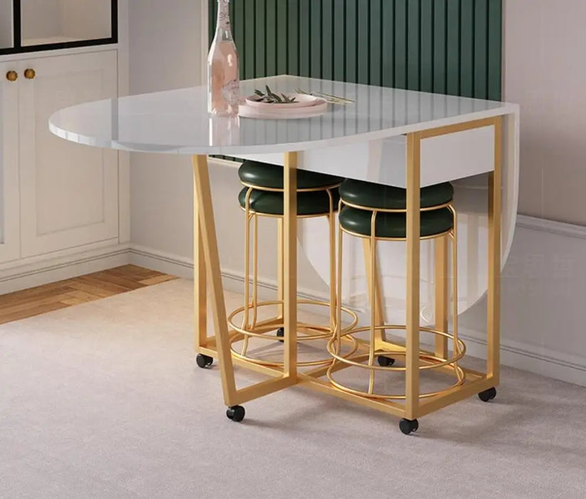 Folding table household small family dining table round movable telescopic multifunctional table