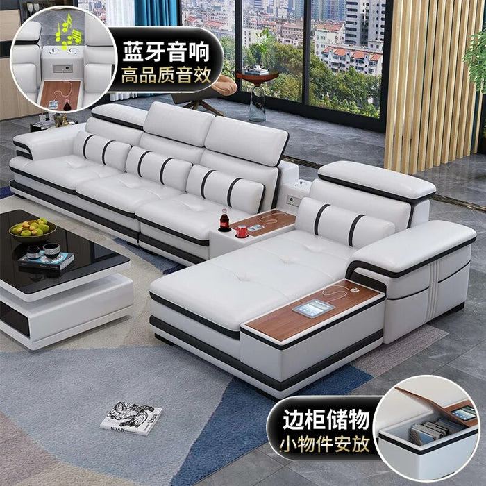 Living Room Sofa set corner sofa speaker real genuine cow leather sectional sofas minimalist muebles de sala moveis para casa