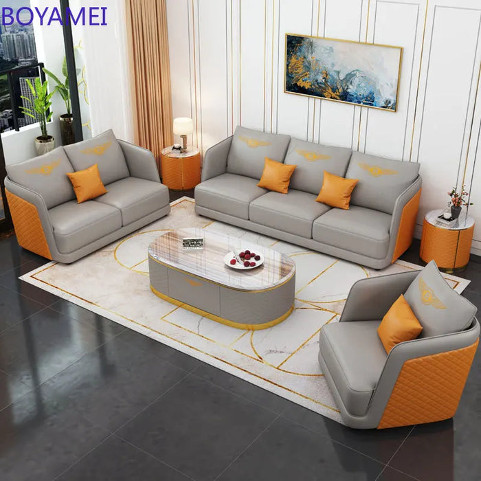 Napa Leather Italian light luxury living room small family sofa