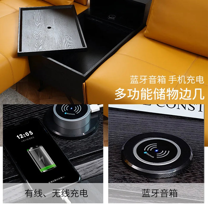 multifunctional leather sofa head leather Nordic light luxury living room corner combination small family furniture