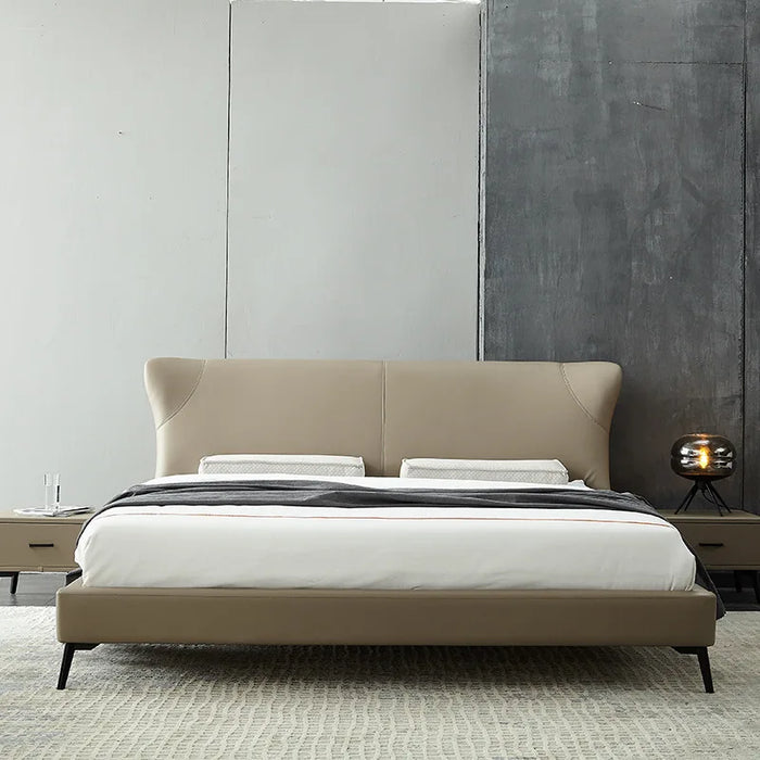 Nordic leather bed modern minimalist master bedroom double bed 1.8 m small apartment soft bed wedding bed master bedroom furnitu