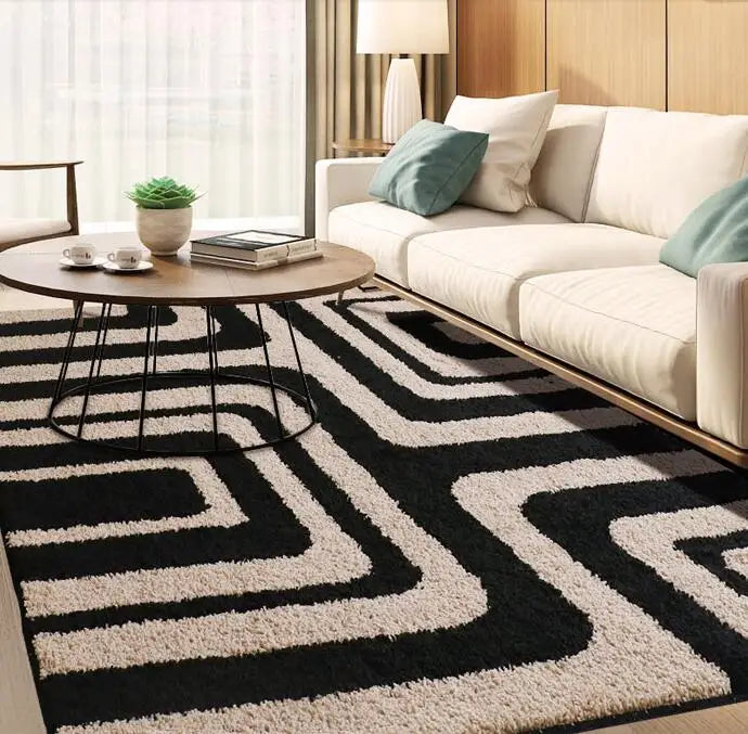 Nordic Zebra Striped Thick Carpets For Living Room Home Carpet Bedroom Bedside Coffee Table Rug Floor Mat Study Dining Room Rugs