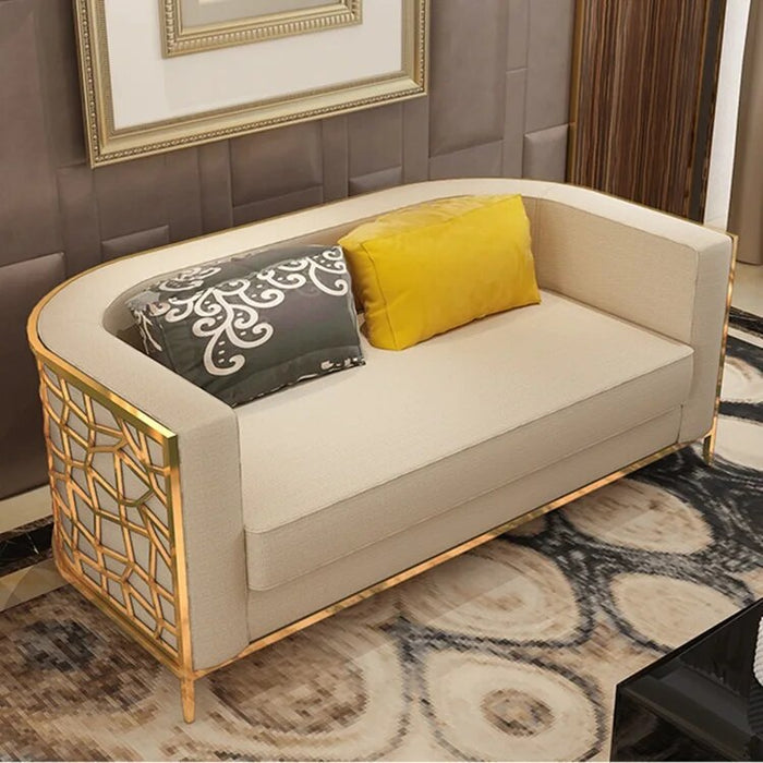 living room Sofa Chesterfield genuine leather couch Nordic muebles de sala cama puff asiento sala futon gold stainless steel