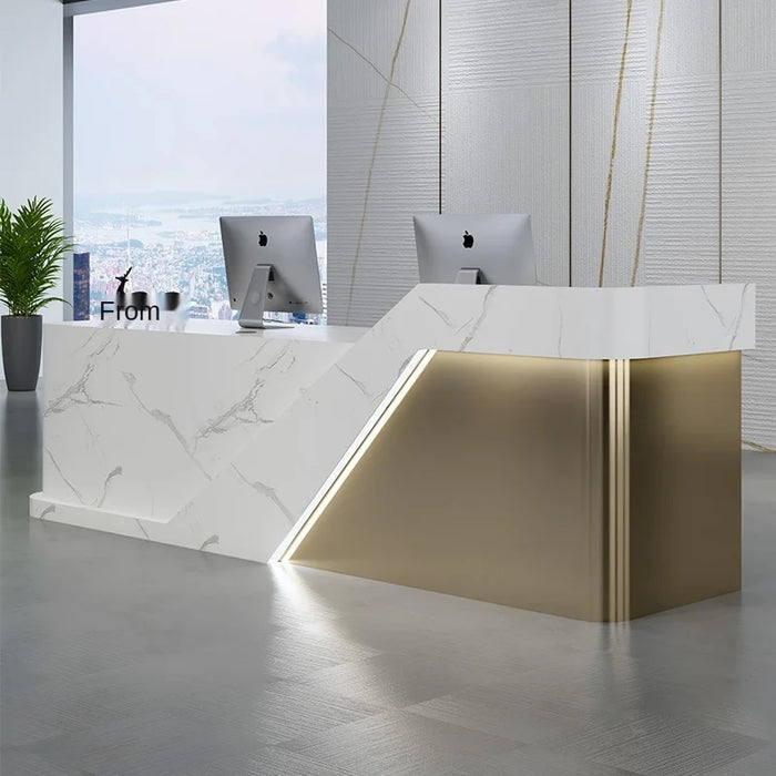 Paint front desk imitation marble pattern company front desk reception desk consultation welcome desk counter